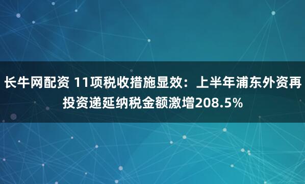 长牛网配资 11项税收措施显效：上半年浦东外资再投资递延纳税金额激增208.5%